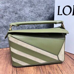 Loewe green leather tote bag